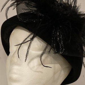 Women's Black Vintage Assymetrical Hat